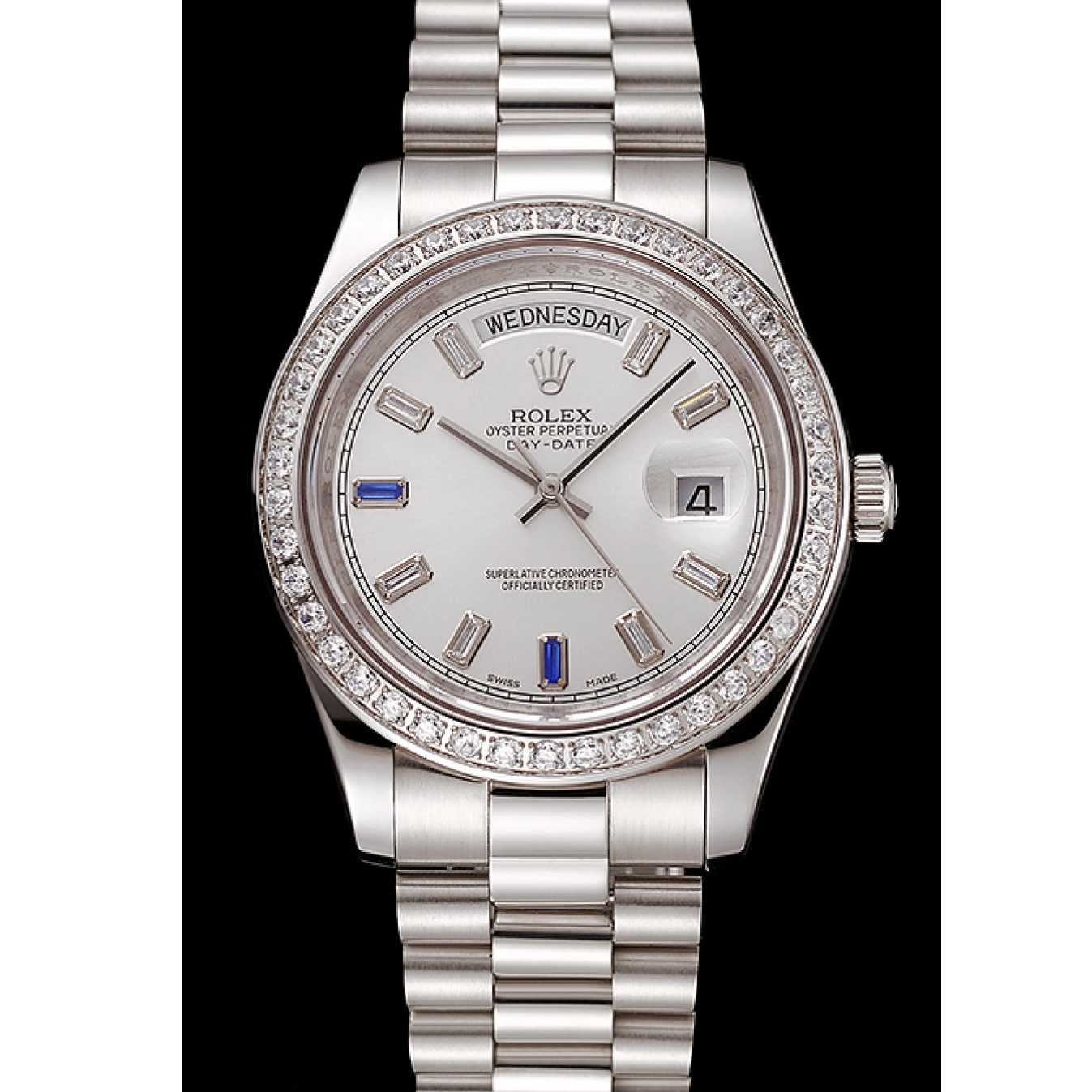 Aaa replica watch Swiss Bezel Day-Date 1454109 Diamonds Rolex Bracelet Steel Staineless 0822